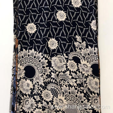 30S Black Ground Rayon Discharge Print Soft Fabric